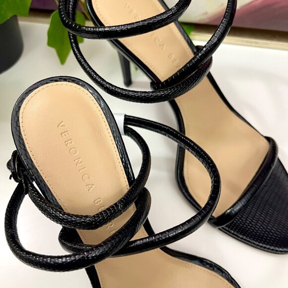 VERONICA BEARD Marceline Leather Strappy Sandals in Black Size 8 - Picture 10 of 15